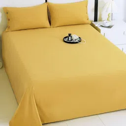Story@home Mustard King Bedsheet with 2 Pillow Covers-image-71