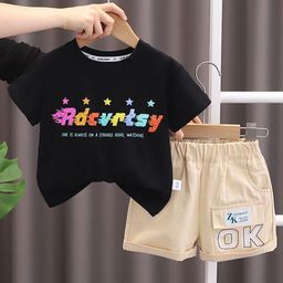 POP STREET KIDS Boys Printed Round Neck T-shirt With Shorts-image-78