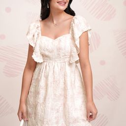 ESPYR By Tokyo Talkies Embroidered Flutter Sleeve Fit & Flare Mini Dress-image-18