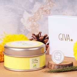 GIVA Yellow & Silver-Toned 2 Pieces Citrus & Sage Jar Candle & Swastika Coin 5g-image-8
