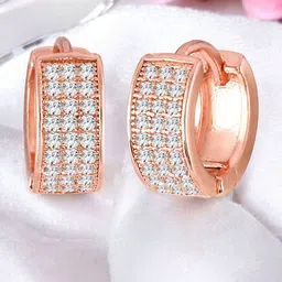 Vighnaharta Gold-Plated Cubic Zirconia Contemporary Hoop Earrings-image-100