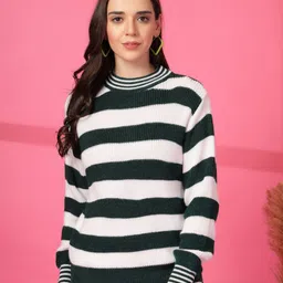 Clora Creation Women Striped Woollen Pullover-image-54