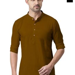 Yugnik Men Pack of 2 Solid Band Collar Cotton Kurtas-image-102