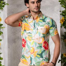 TANDUL Smart Tropical Printed Spread Collar Casual Shirt-image-37