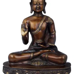 Exotic India Brown & Copper-Toned Tibetan Buddhist Preaching Buddha Idol Showpiece-image-45