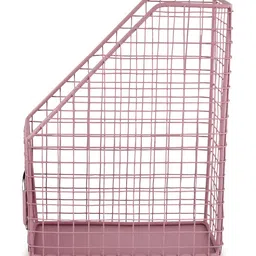 Living With Elan Mauve Self Design Rectangular Shaped Grid Metal Books and Magzine Holder image 5