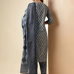 Anouk Floral Printed Regular Thread Work Pure Cotton Kurta With Trouser With Dupatta image 5