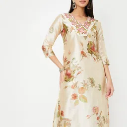 max Floral Printed V-Neck Straight Kurta-picture-46