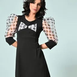 BAESD Women Puff Sleeve Sheath Dress-image-84