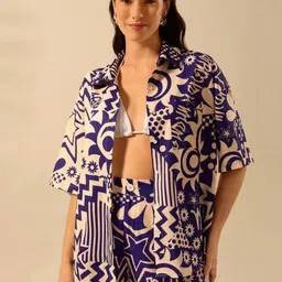 DressBerry Abstract Printed Three-Quarter Sleeves Shirt & Shorts-image-53