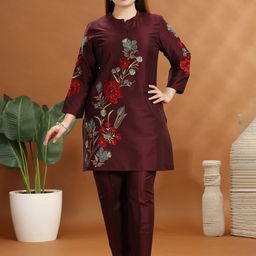 COTTON CULTURE Women Straight Floral Embroidered Kurta Pant Co-ord-image-33