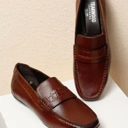 Teakwood Leathers Men Round Toe Slip On Penny Loafers-image-89