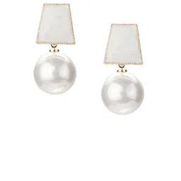Sparking Dazzle Gold-Plated Pearls Beaded Geometric Shaped Drop Earrings-13