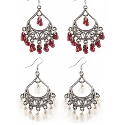 Creative Frogs Set Of 2 Silver Toned Oxidized Drop Earrings-14