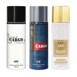 CFS Set Of 3 Fine Fragrances Deodorant Body Spray- Cargo Fragile- Cargo- Oudh- 200ML Each-64