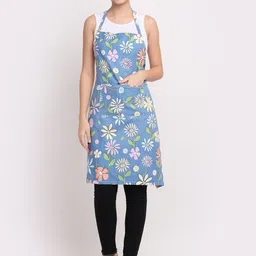 Arrabi Blue & Green Floral Printed Aprons With Pockets-15