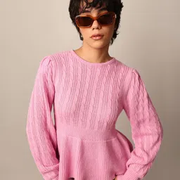 ONLY Women Self Design Pullover-image-76