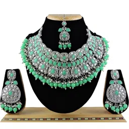 VATSALYA creation Rhodium-Plated Artificial Stones Alloy Jewellery Set-image-23