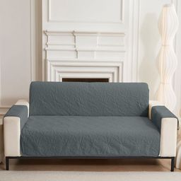 HOUSE OF QUIRK Grey Printed Triple Seater Quilted Water-Resistant Sofa Mat With Arms-image-17