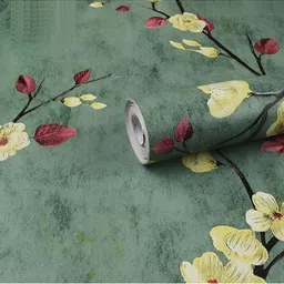 INDIAN ROYALS Green & RedFlower Botanical Self-Adhesive Wall Sticker-image-37