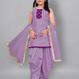 BAESD Girls Floral Yoke Design Regular Gotta Patti Kurti with Dhoti Pants & With Dupatta-10