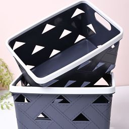 MARKET99 Grey & White 2 Pieces Self Design Multi-Utility Organisers-2