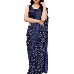 HERE&NOW Bandhani Poly Georgette Saree-image-32