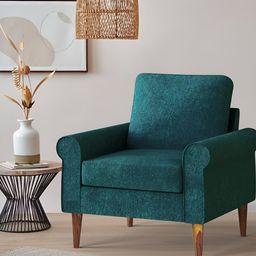 Chumbak Dark Green Single Seater Velvet Colonial Couch-image-74