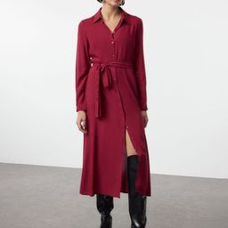 Trendyol Bordo Shirt Midi Dress-24
