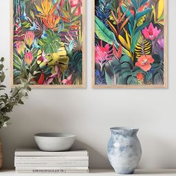 Kotart Brown & Pink 2 Pieces Wooden Abstract Wall Arts-picture-41
