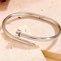 MEENAZ Women American Diamond Antique Silver-Plated Bangle-Style Bracelet-image-82