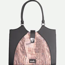 ZOUK Ladakh Impasto Abstract Printed Jute Shopper Shoulder Bag with Tasselled image 5