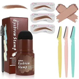 Adbeni Set Of 3 Twinkle Eyebrow Razor With Eyebrow Stamp - 24 g - Black-11