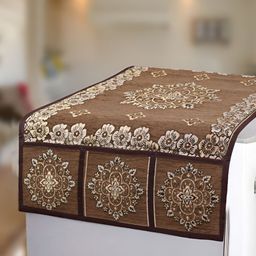 LooMantha 5Pcs  Brown & Black Printed Fridge Cover With Side Storage & Fridge Mat image 3