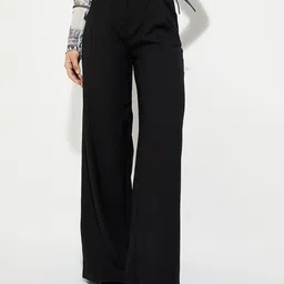 max Women Wide Leg Mide Rise Loose Fit Trousers-picture-31