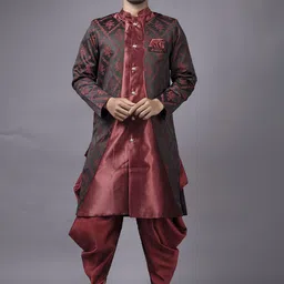 Xepon Men Woven Design Regular Kurta with Dhoti Pants-22