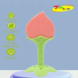 Joy Buzz Apple Shape Silicone Fruit Teether - Peach-56