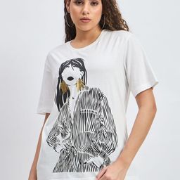 Mast & Harbour Women Graphic Printed Round Neck Cotton Relaxed Fit T-shirt-picture-24
