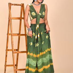 Rashmi Shree Creation Tie-Dye Printed Pure Cotton Crop Top With Maxi Skirt Co-Ords-image-39