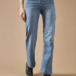 DOLCE CRUDO Women Wide Leg Light Fade Stretchable Jeans-picture-15