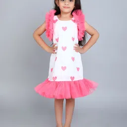 Pink Chick Print Flutter Sleeve A-Line Dress-image-68