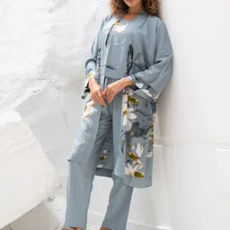SANSKRUTIHOMES Women Printed Top & Trouser with Shrug Co-Ord Set-picture-3