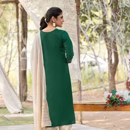 Twika Women Embroidered Regular Kurta with Trousers & With Dupatta-picture-22