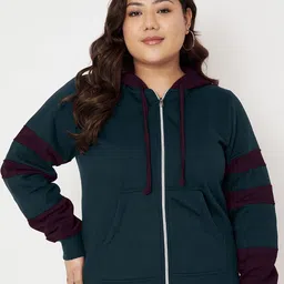 BRINNS Women Colourblocked Long Sleeves Hooded Sweatshirt-image-43