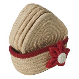 AURKA 6Pcs Beige & White Braided Square Absorbent Versatile Coasters With Floral Holder-image-40