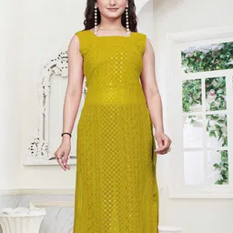 PARROT CREATION Women Ethnic Motifs Sleeveless Square Neck Embroidered Kurta-picture-18