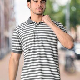 Unicus Apparel Men Striped Polo Collar Pockets T-shirt-image-80