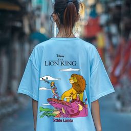 JUNEBERRY Women Lion King Printed Drop-Shoulder Sleeves T-shirt-image-97