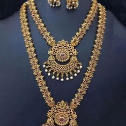 Gyaan Jewels Gold-Plated Stone Studded & Beaded Necklace and Earrings-image-75