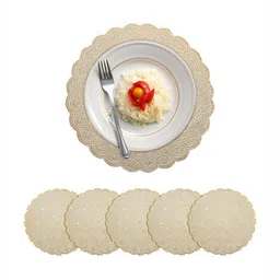 Aura 6-Pcs Yellow Textured Round TablePlacemats-20